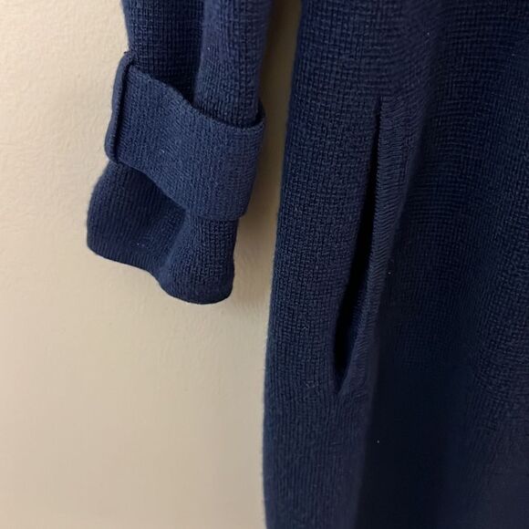 WORTH Navy Blue Wool Sweater Dress with Gold Buttons - Size Small - Picture 7 of 12